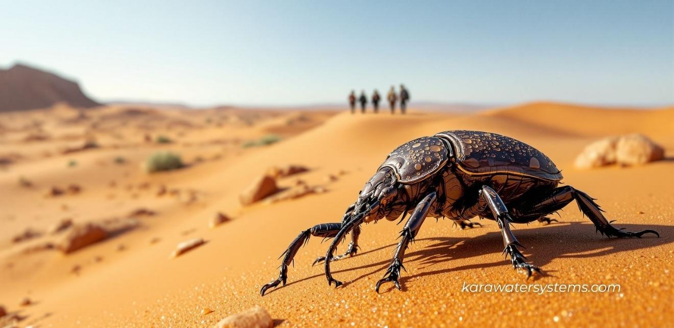 Stenocara beetle in a desert environment