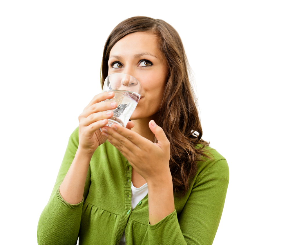 Lady drinking water Lady enjoying pure water from a Kara dispenser