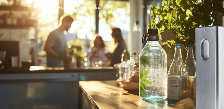 A family enjoying pure alkaline water from the Kara Pure 2 water dispenser