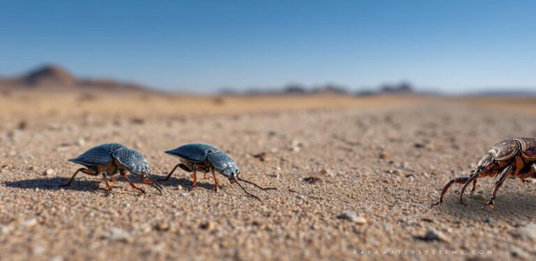 Stenocara Beetle, also known as Kara Insect in its natural habitat, the Namib desert